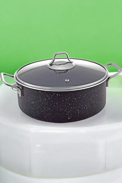 Gökdil Cantef Fireproof Non-Stick 30 cm Deep Granite Pot with Metal Handle