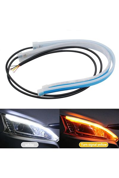 Choice 60cm White To Yellow 2 Pcs Car Drl Flexible Waterproof Headlight Led Strip Universal Auto Headlights