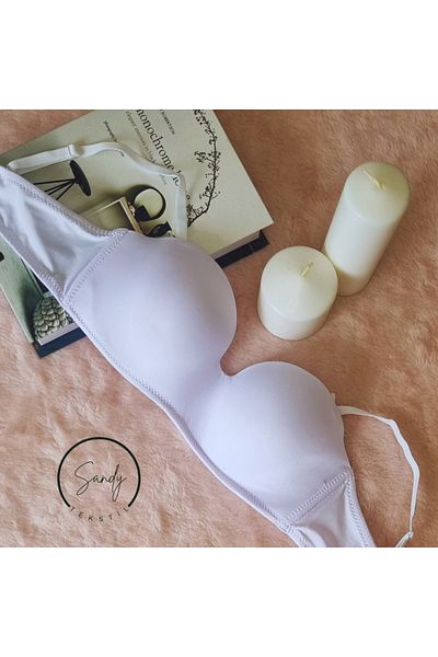 Koza soft Women's Padded Micro White Strapless Bra