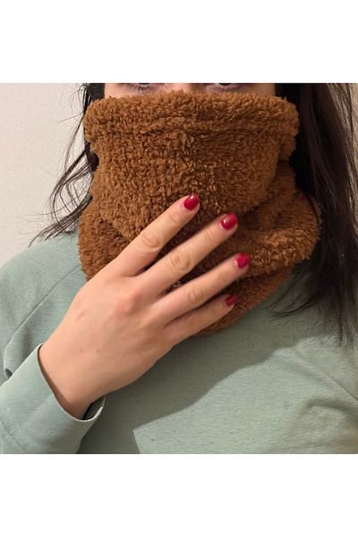 LadyColor Плюшена кафява зимна дамска яка за врата