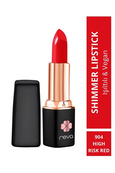 REVA Sparkle Lipstick - Shimmer Lipstick High Risk Red - No: 904 - Vegan & Clean Content
