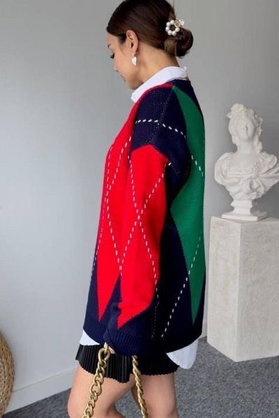 Ded COLLECTION Pulover de damă cu model Argyle, croială relaxată, cu textura moale