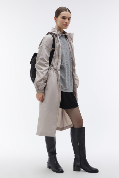 Mudo Waist Tied Hooded Long Rainbook