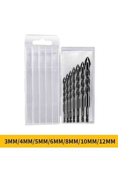 DIZAINLIFE Black3 4 5 6 8 10 12 Susumu 3-12mm Cross Hex Tile Drill Bits Set For Glass Concrete Ceramic Hole Ope