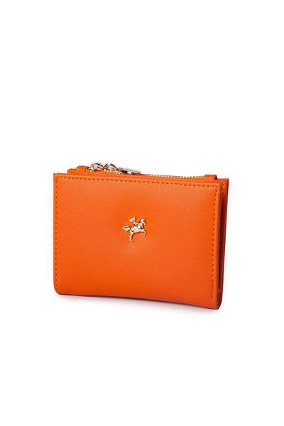 Nas Bag Women's Thin Small Size Card Holder Orange Dona with Paper and Coin Function