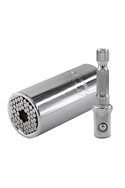 Choice 2pc Silver Set Multifunctional Silvery 7 To 19mm Magic Socket Multi Purpose Wrench Extension Rod Ele