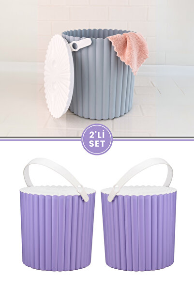 Flora 2'li Un Ve Bakliyat Kabı, Trendy Çok Amaçlı Saklama Kovası F365 Lila