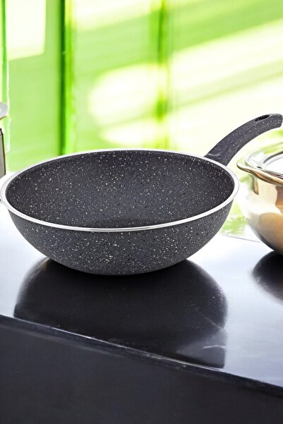 Gökdil Cantef Fireproof Non-Stick 28 cm Bakelite Wok Pan with Handle