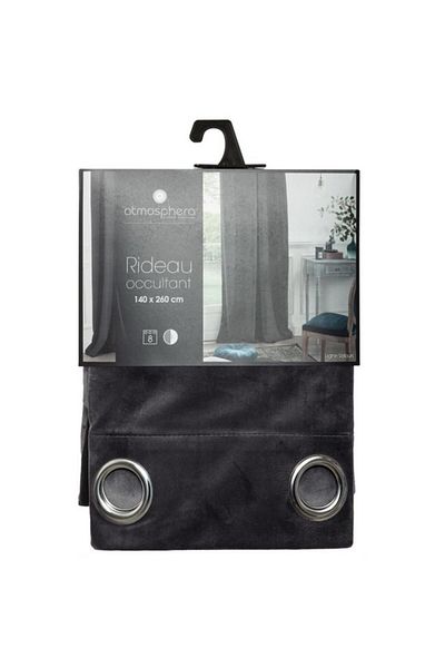 Atmosphera 8-Eyelet Rideau Occultant Black Out Curtain 140 x 260cm