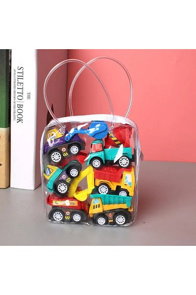 Choice 6pcs 4/6pcs Mini Inertial Pull Back Engineering Car Set Child Kids Cartoon Toys Birthday Gift