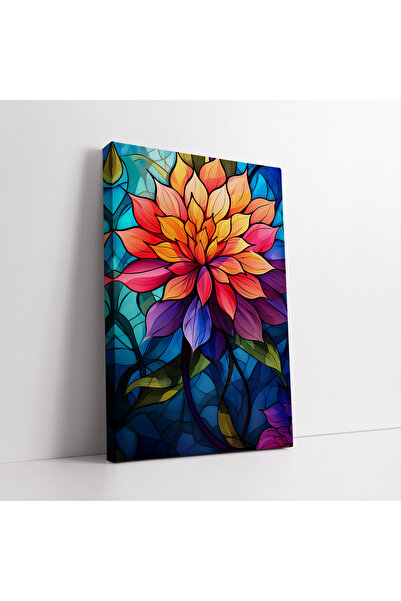 KOSS Dijital Αφηρημένη ζωγραφική σε καμβά με μοτίβο από βιτρό, πολύχρωμα αφηρ...