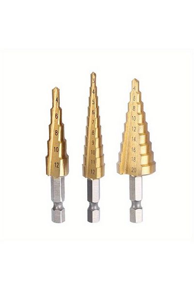 Choice Gold 3-12 4 -12 4-20mm Hss Straight Fluted Pagoda Step Drill 3pcs Hex Shank Reamer Bit Set Titanium