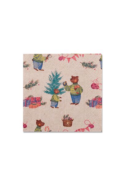 alouette Christmas Napkin Bear Bicycle 20Pcs
