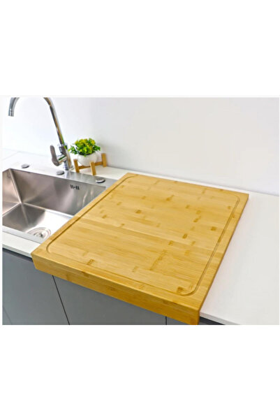 çeçem ticaret لوح تقطيع بحواف من الخيزران مقاس 35 × 46 سم. ملحق بحواف على سطح...