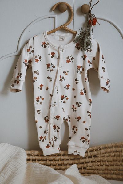 DoDo'S Baby Floral Patterned Organic Camisole Baby Romper