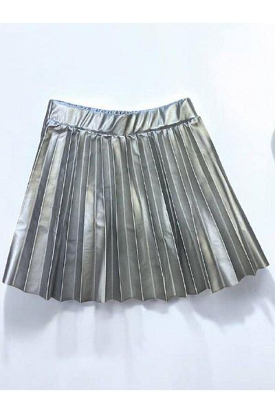 Zekids Girl's Leather Pleated Skirt