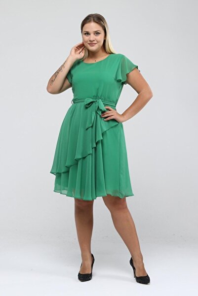 Apsen Collection Apsen Women's Pistachio Green Flywheel Detailed Midi Plus Si...