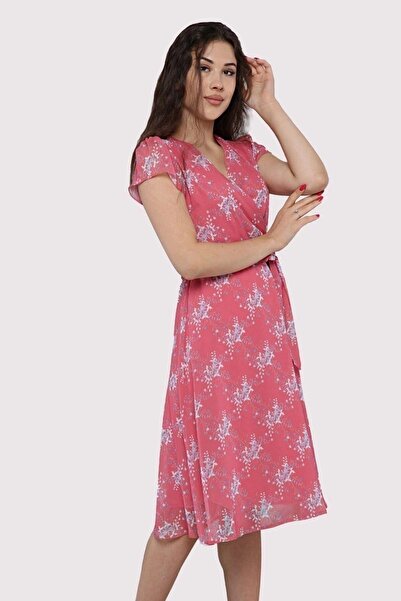 apsen Rochie de damă din șifon cu model, cu guler dublu, lungime midi 4300/110