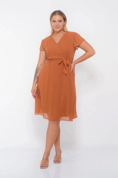 Apsen Collection Apsen Women's Tile Double-Breasted Collar Sleeve Detailed Mi...