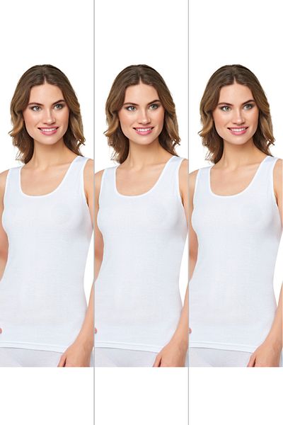 CNT Women's Ribbed Wide Strap Cotton Lycra Detailed Athlete 3 Pack