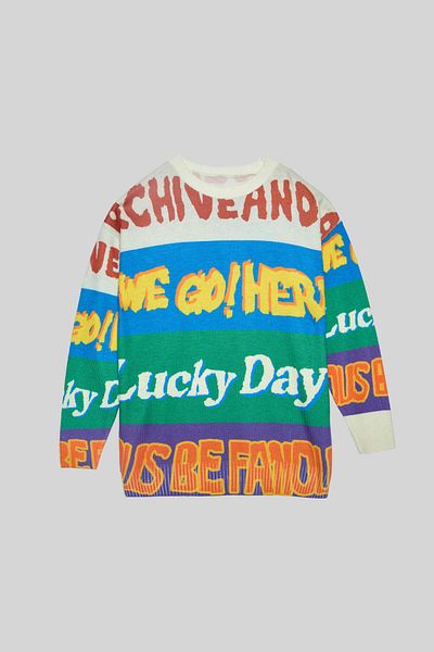 Touché Privé Block Color Printed Knitting Sweater