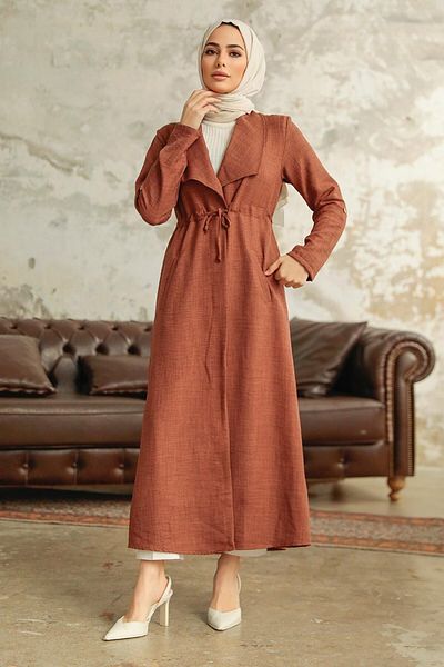 Neva Style Καφέ Καπάκι Hijab με τσέπη 11341kh