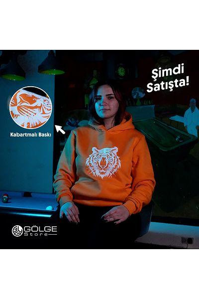 Gölge Store Tiger Embossed Printed Special Design |   Slimfit Hooded Hoodie Men Women Sweatshirt