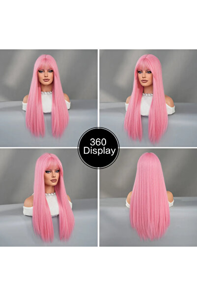 REMY HAİR Uzun Pembe Fiber Sentetik Peruk
