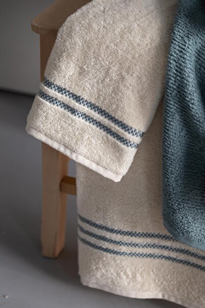 Apricitas HOME Combed Cotton Modeo Bathrobe Green/Ecru Family Set