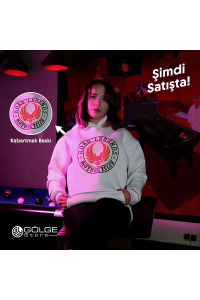 Gölge Store Мъжки и женски суитшърт - специален дизайн, релефен суитшърт с качулка и крилца