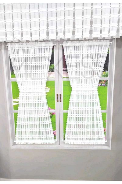 Mexess Butterfly Patterned Curtain with Briz Rod - Tulle Kitchen Curtain Inside the Door and Window, Briz Rods Included
