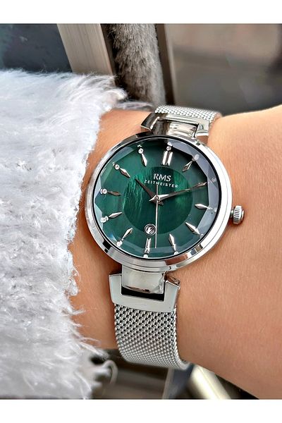 Romanson Rhinestone Steel Band Steel Case with Calendar 5 Atm Waterproof Women's Wristwatch 1397.11