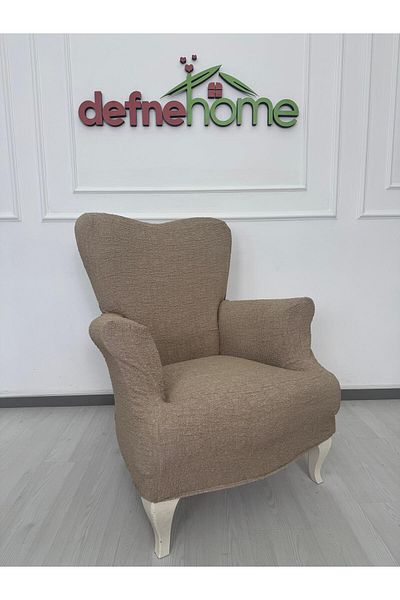 Defne Home Upholstery Fabric Plain Linen Elastic Non-Slip 1 Piece Armchair Seat Cover