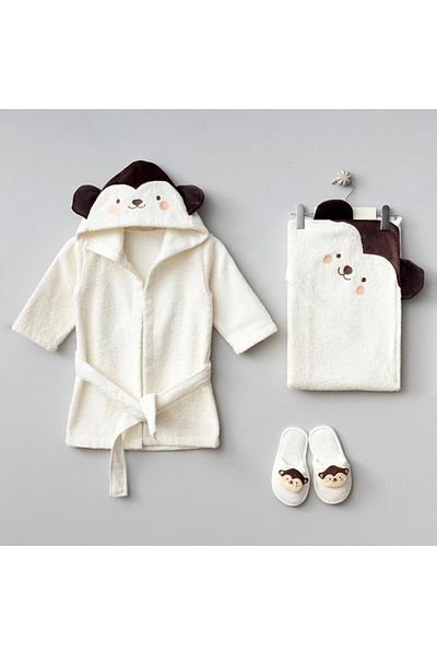 Bebitof Monkey Baby Bathrobe Set 30051