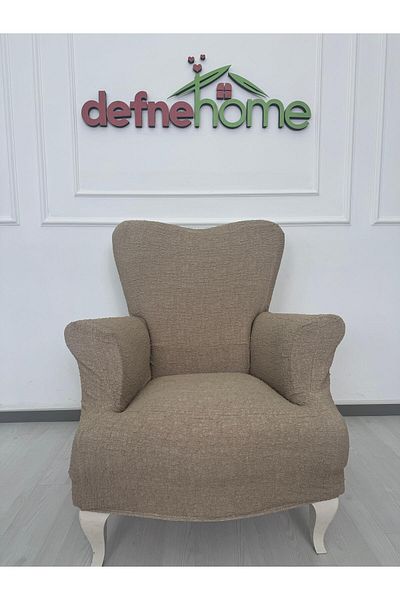 Defne Home Upholstery Fabric Plain Linen Elastic Non-Slip 1 Piece Armchair Seat Cover