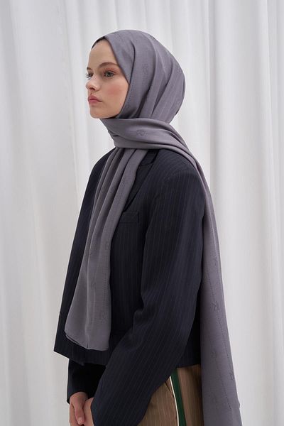 carell Jacquard Monogram Italian Silk Smoked Shawl