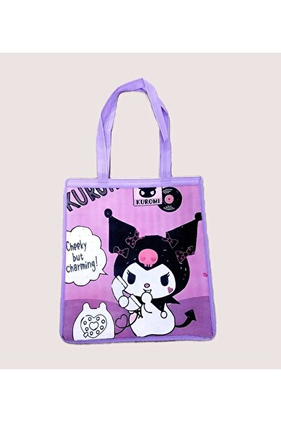 bundle island kuromi figürlü çift taraflı bez çanta