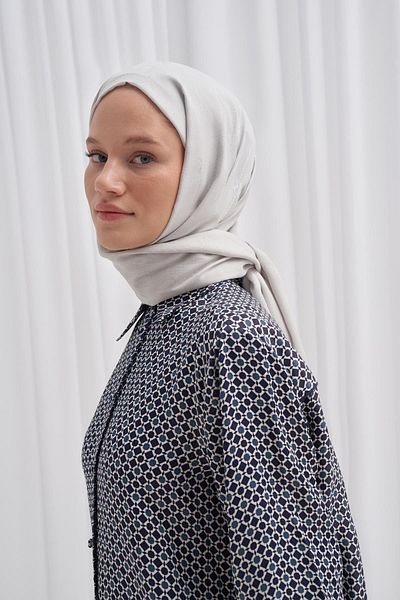 carell Jacquard Monogram Italian Silk Silver Shawl