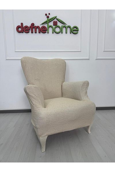 Defne Home Upholstery Fabric Plain Linen Elastic Non-Slip 1 Piece Armchair Seat Cover