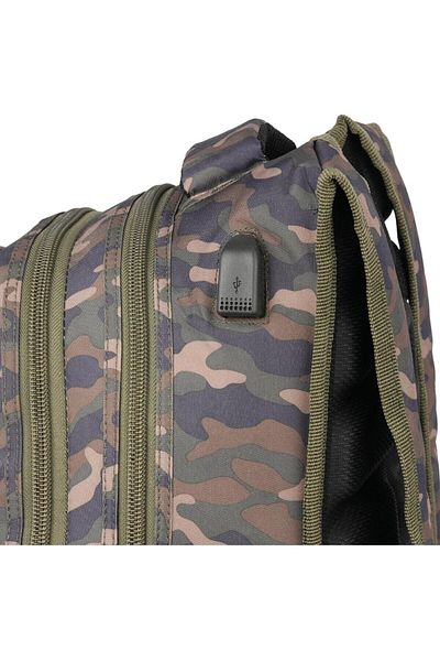 Relaxion 4 Compartment Water Repellent Fabric School Backpack with USB Input Apparatus RLX2229-Camouflage