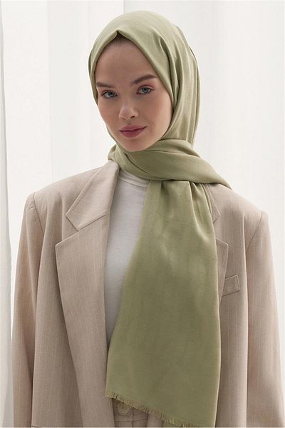 carell Vence Double Sided Mio Pattern Silk Shawl Grass Green