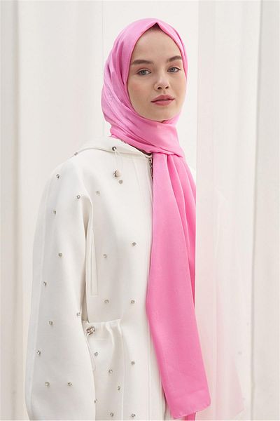 carell Monogram Jacquard Italian Silk Shawl Pink