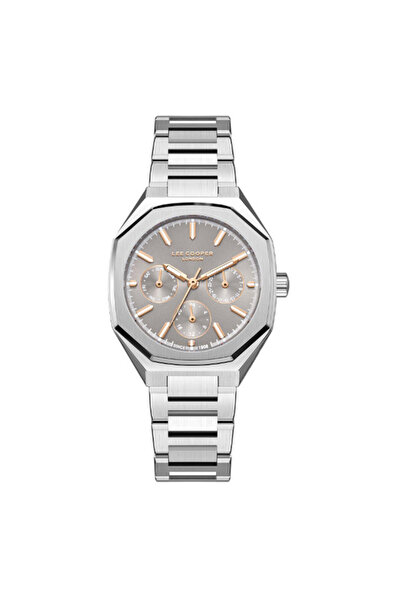 Lee Cooper ساعة نسائية بمينا رمادي متعدد الوظائف - LC08046.360