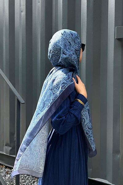 carell Nilla Cotton Shawl - Zeynep Akdaş Tercihi Mirage Navy Blue