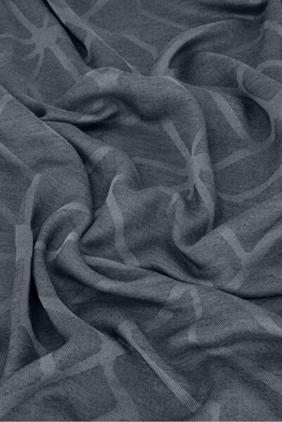 carell Vence Çift Taraflı Geometrik Desen İpek Şal Antrasit