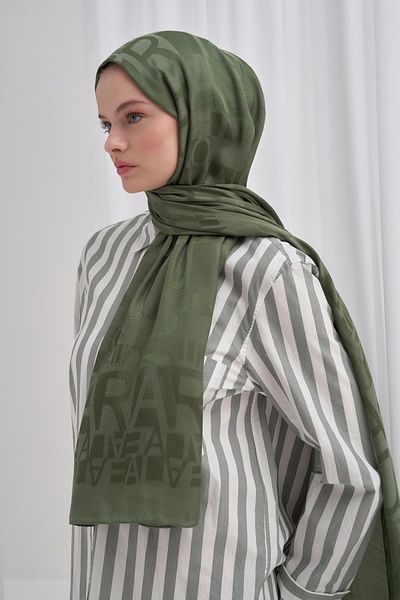 carell Forest Green ιταλικό μεταξωτό σάλι με μοτίβο