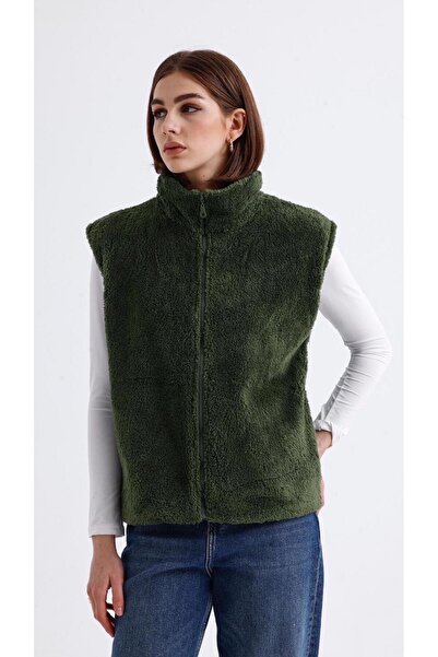 fabbwomen Yarım Balıkçı Yaka Fermuarlı Polar Yelek