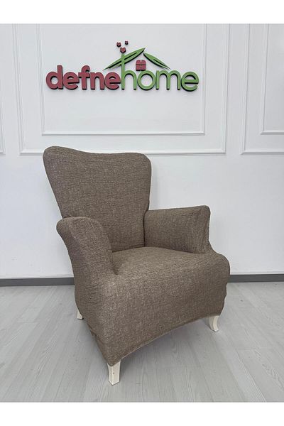 Defne Home Upholstery Fabric Plain Linen Elastic Non-Slip 1 Piece Armchair Seat Cover