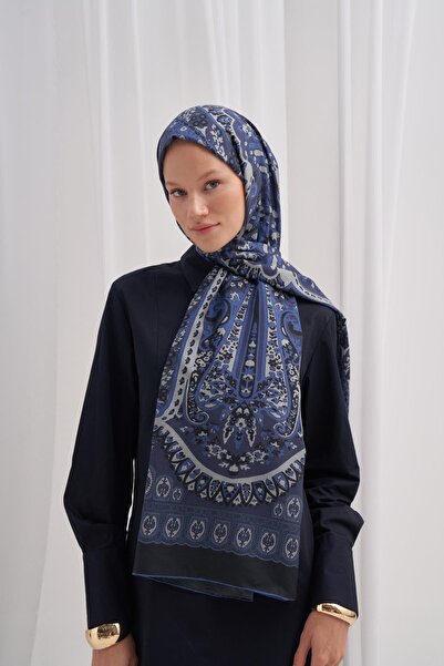 carell Midnight Lacivert Comfy İpek Şal