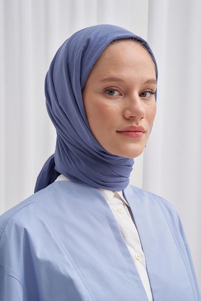 carell Blue Organic Denim Shawl - Crease Design